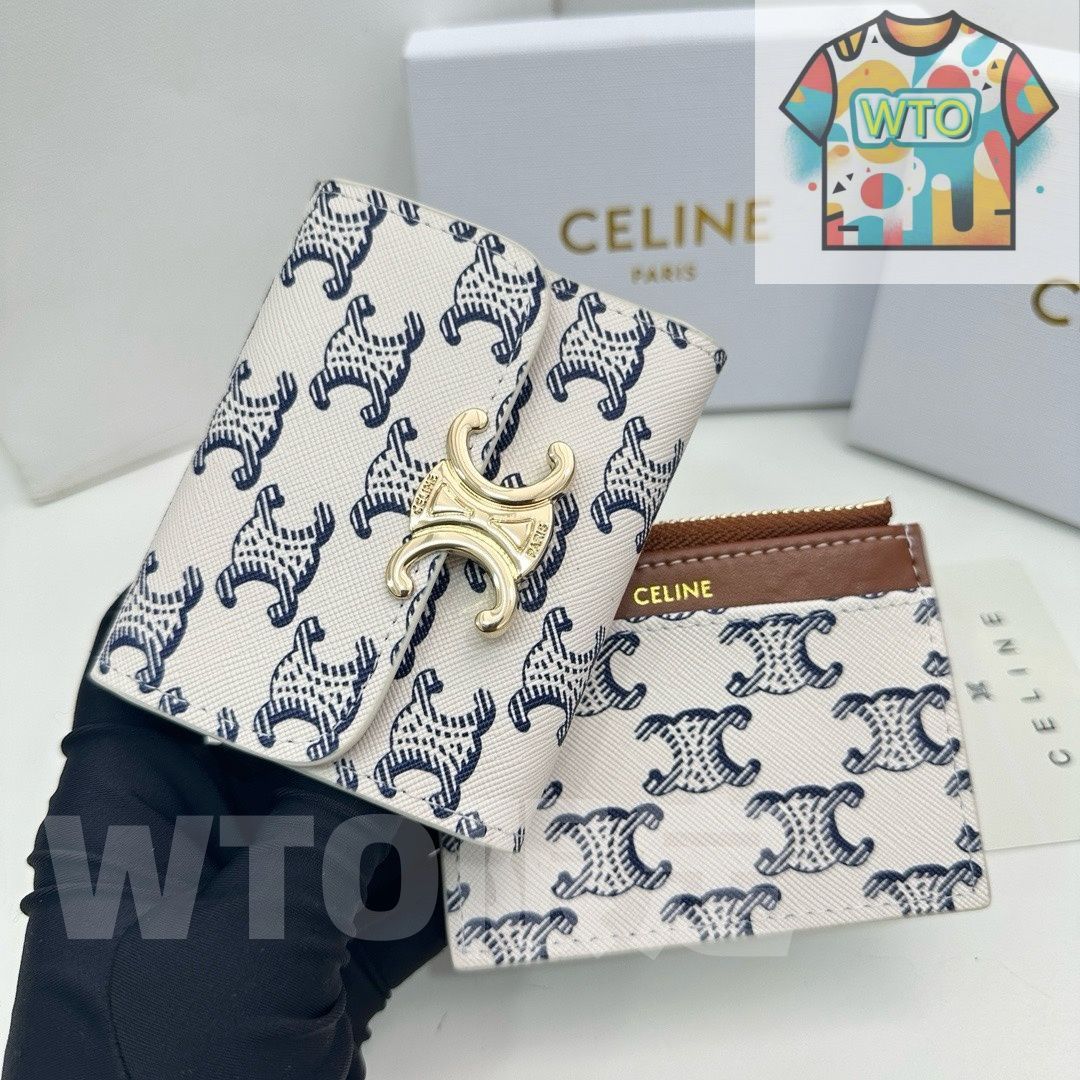 セリーヌ ウォレット 16332 プリントグリーン 最新モデル -WTO輸入1