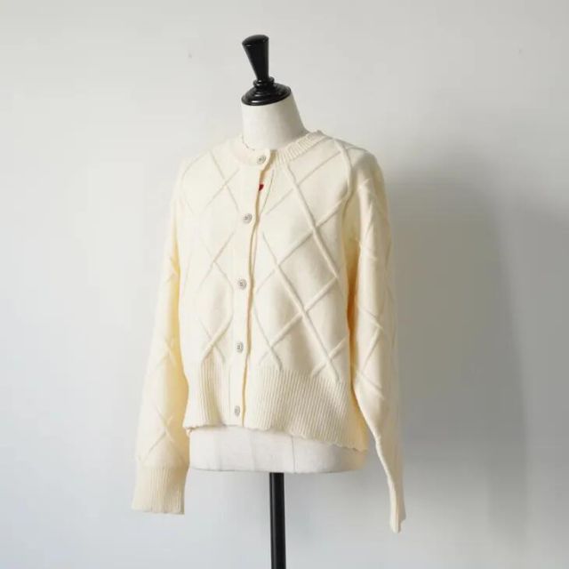  Pont de Chalons ポンデシャロン ハート刺繍チロルカーディガン ブルー エクリュ ニットトップス 25 AW 五分袖 七分袖 カーディガン ボレロ アンサンブル