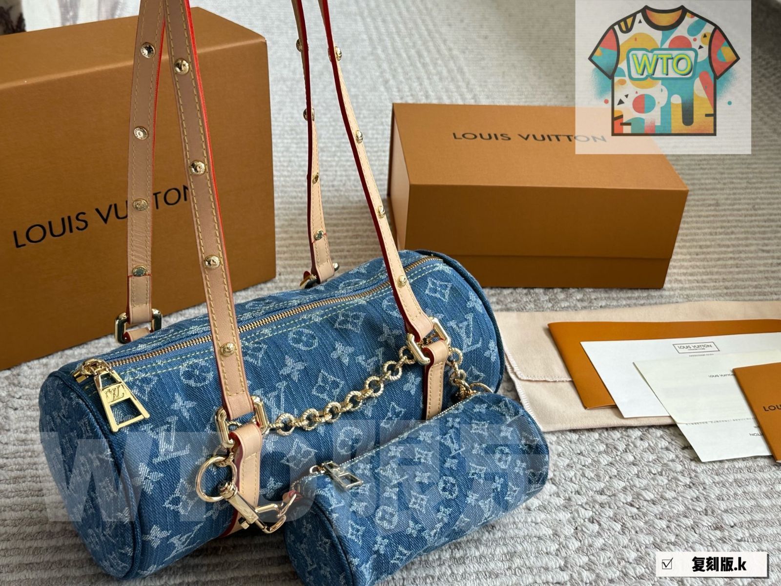 今日 LV Louis Vuitton 24 Denim Monogram Papillon Set デニムモノグラム パピヨン シングルショルダーバッグ