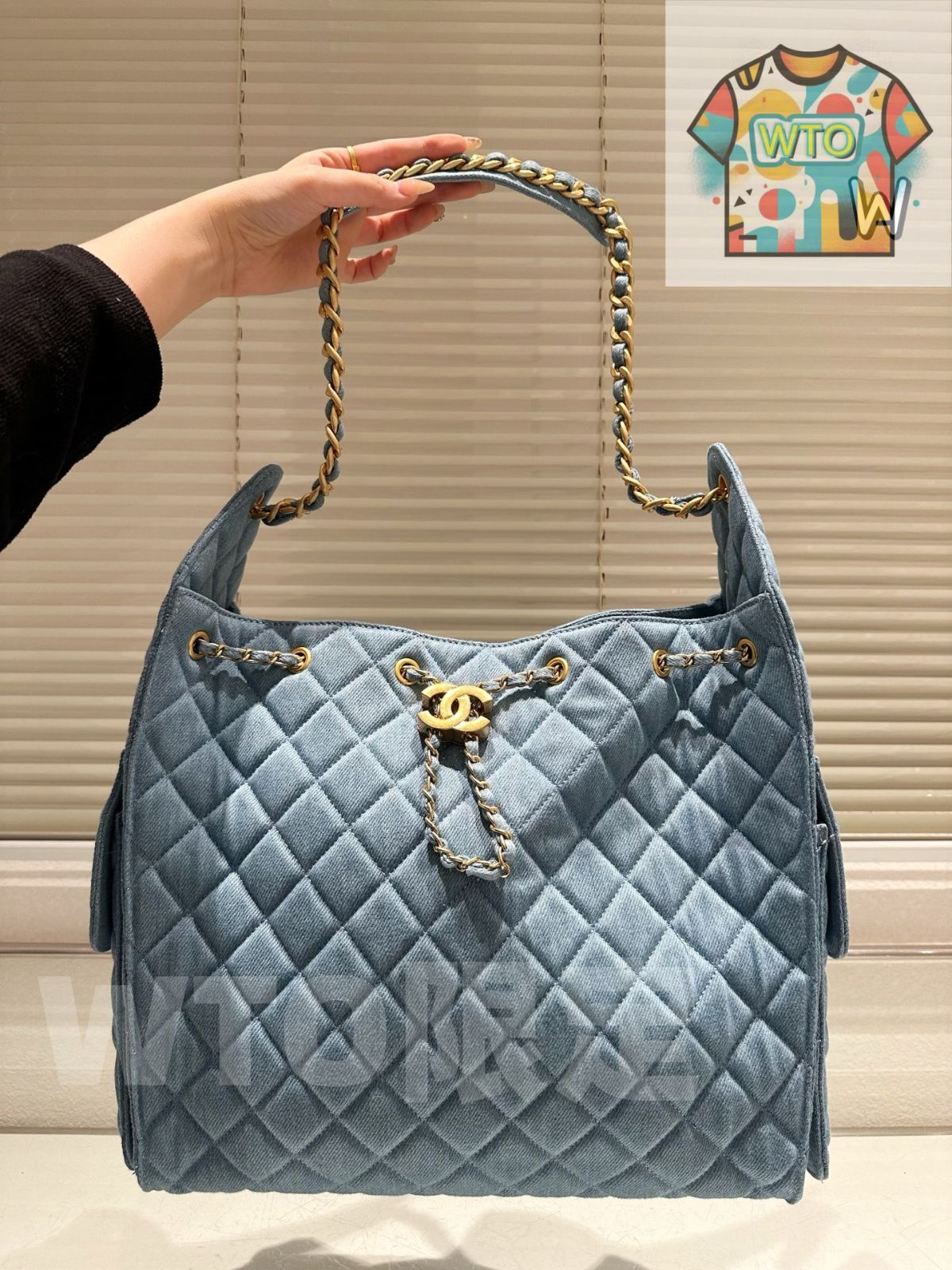 今日 Chanel Hobo アームバッグ ヴィンテージゴールドボタン デニム 菱格紋