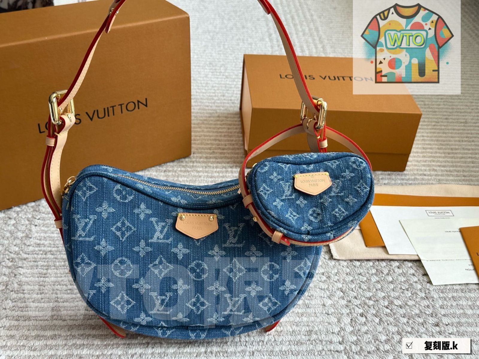 今日 LV Monogram ホーンストラップ アジャスタブル スナイプバッグ with ミニチュアチャームバッグ サイズ 24×15cm