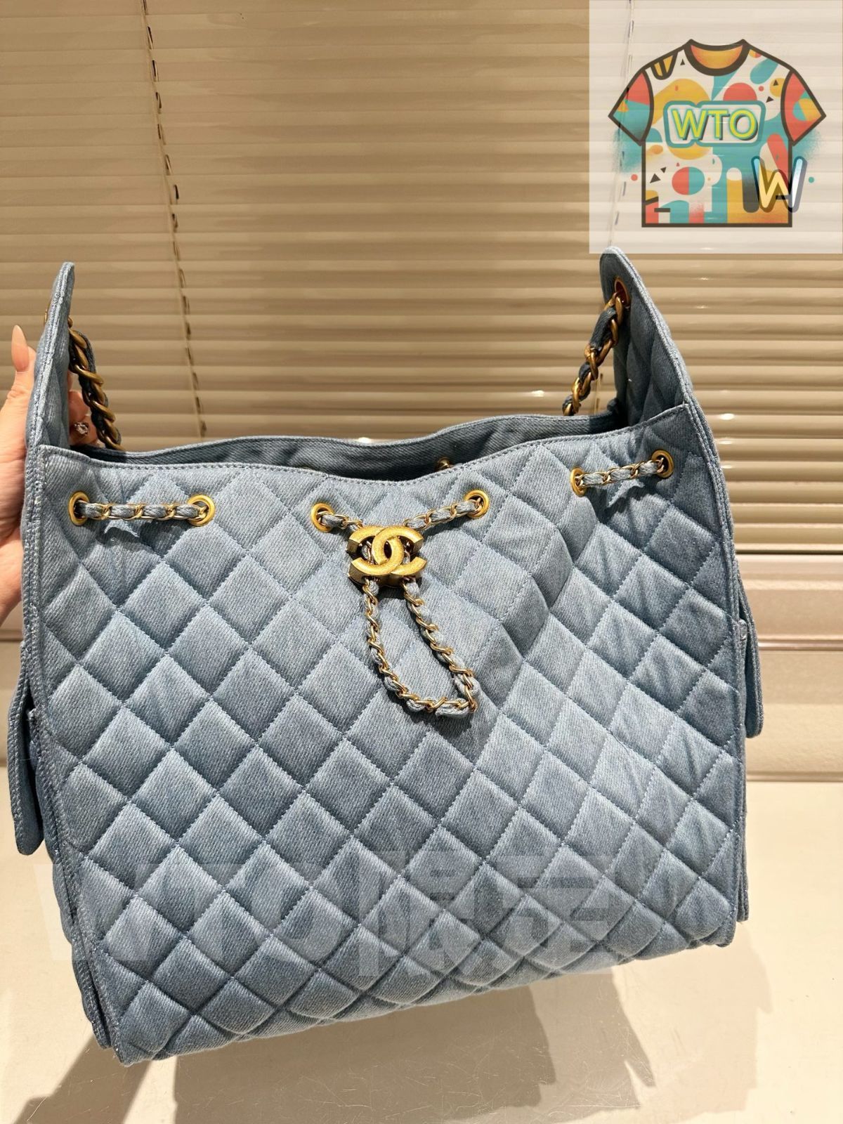 今日 Chanel Hobo アームバッグ ヴィンテージゴールドボタン デニム 菱格紋