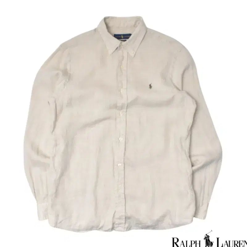 ポロラルフローレン 最新バージョン QRラベル リネン シャツ M N0786