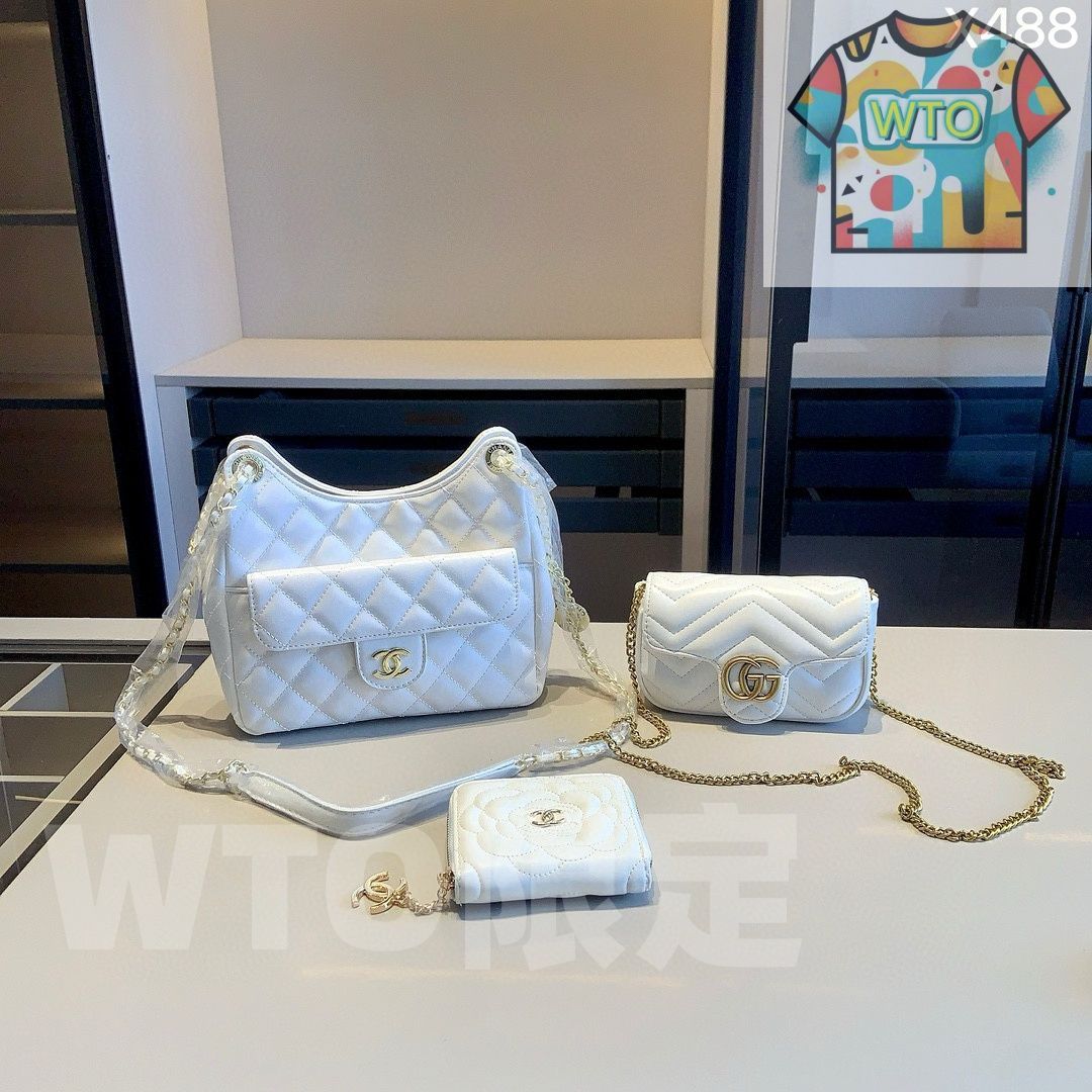 今日 Chanel＆GUCCI 3点セット ホボバッグ＆マーモントミニバッグ＆ウォレット ホワイト 超 なセット -WT0輸入