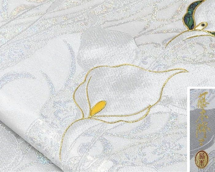 d*3様 袋帯☆藤本隆士☆落款☆螺鈿☆作家物☆仕立て上がり☆豪華 藤本隆士 袋帯 螺鈿 花模様 菱 華紋 着物034w - メルカリ