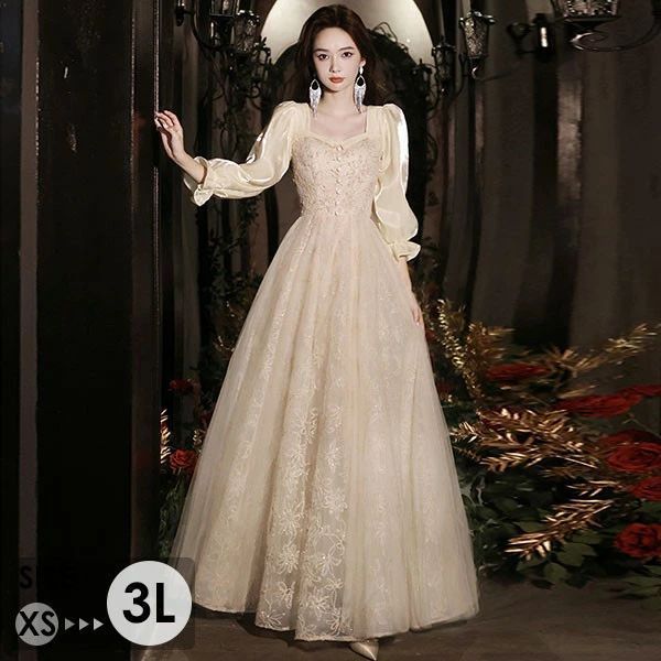 ドレス 大人 ピアノ 発表会 ロングドレス 小さいサイズ 袖付き 長袖 演奏会 結婚式 母親 演奏会用ドレス ロング 黒 披露宴 レディース 演奏会ドレス ピアノ発表会 韓国 イブニングドレス パーティードレス ワンピー