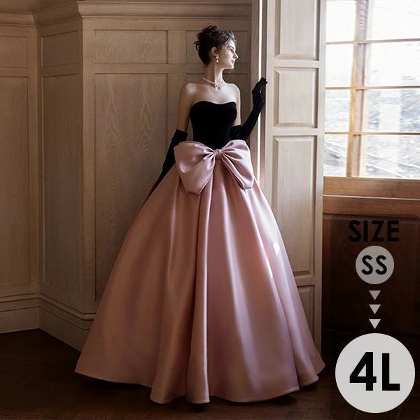 パーテイードレス ロング丈ドレス レディース 着痩せ 発表会 演奏会 二次会 大きいサイズ エレガント 20代 30代 40代 大人 結婚式 披露宴 フォーマルドレス ブラック ピンク