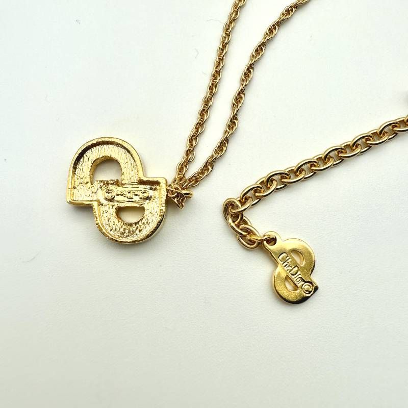 美品 Dior CDロゴ ネックレス ラインストーン ゴールド クリスチャン