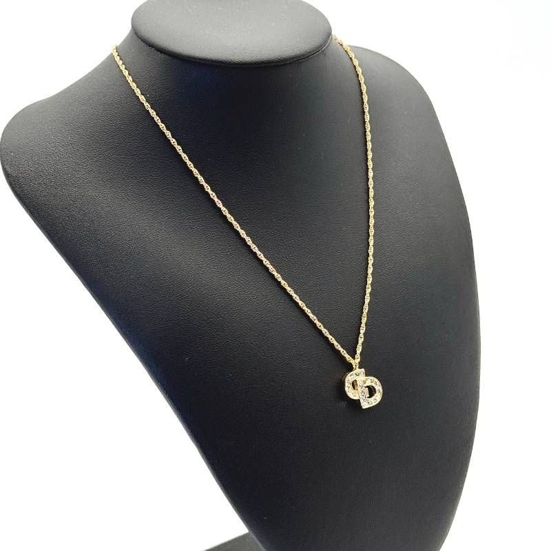  Dior CDロゴ ネックレス ラインストーン ゴールド クリスチャン ディオール Christian ヴィンテージ ネックレス アクセサリー