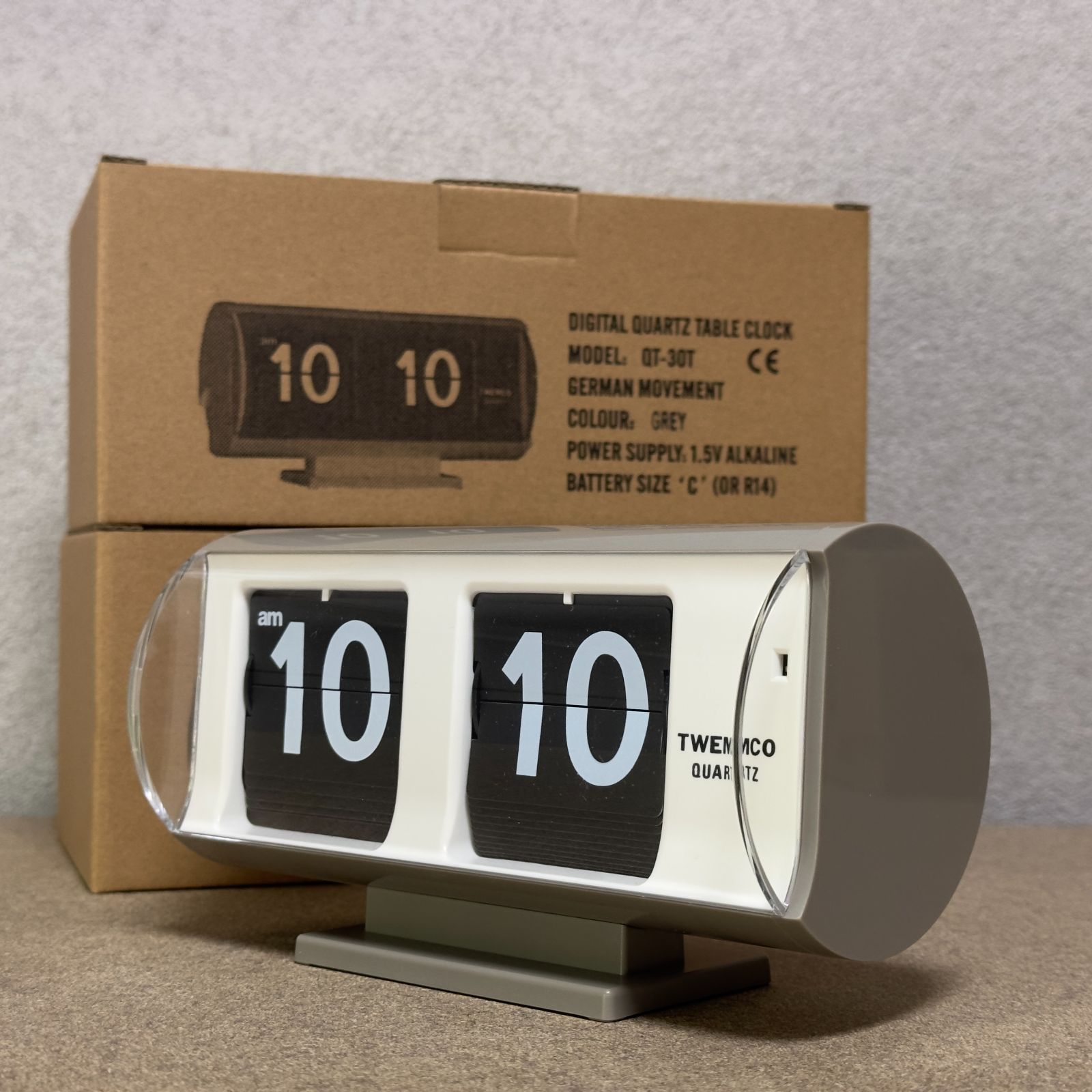 TWEMCO(トゥエンコ) QT-30T グレー 置き時計 ドイツの動き 香港製