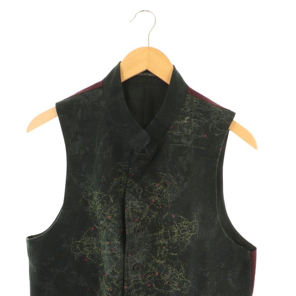 極美品 23SS◎ヨウジヤマモトプールオム アシンメトリー ニットベスト 3 ヨウジヤマモトプールオム YOHJI YAMAMOTO POUR HOMME 23SS インドラ柄