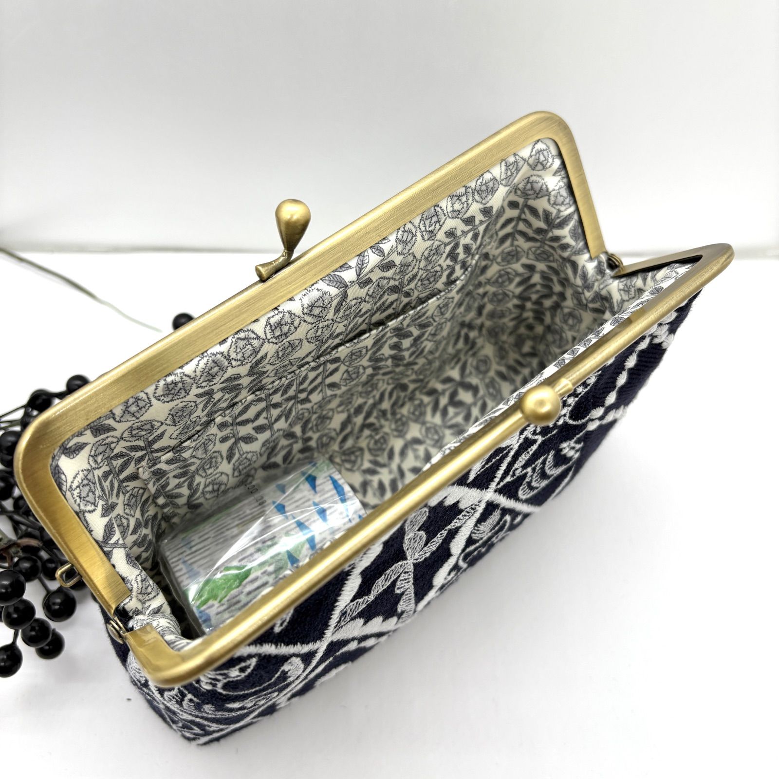 ハンドメイド ミナペルホネン がま口 角形ポーチ symphonyx tambourine