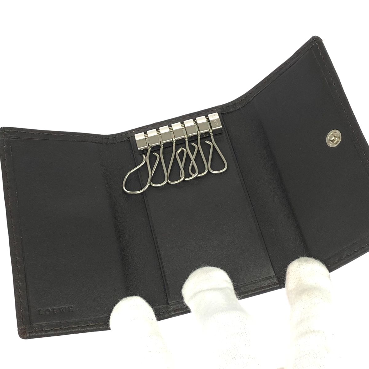 LOEWE ロエベ キーケース アマソナ/アナグラム/スエード ボルドー ユニ