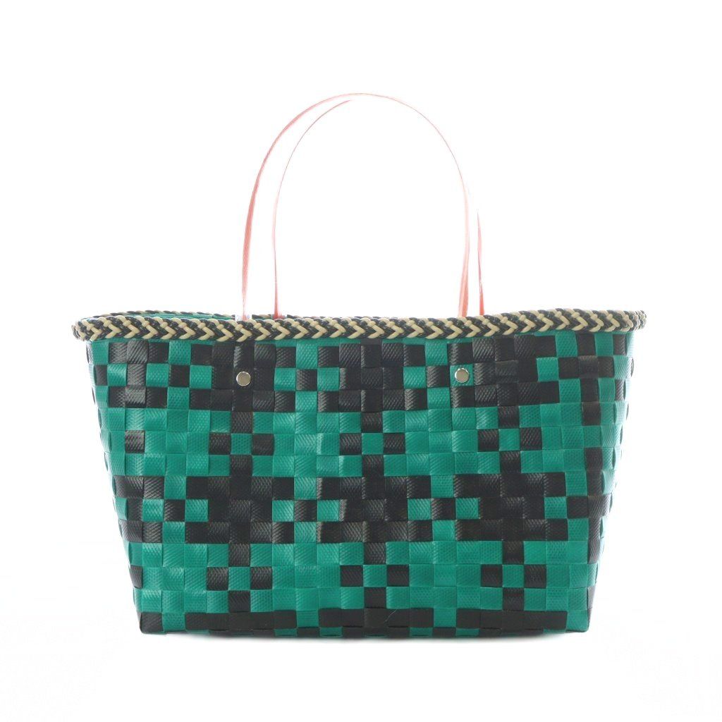 マルニ MARNI マーケットバッグ ハンド バスケット チェック 緑 グリーン 黒 ブラック SH RI OS