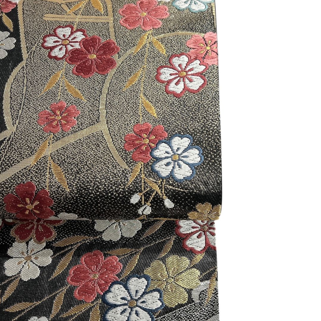 振袖帯 袋帯 枝垂れ桜 御所車 金糸 銀糸 着物 113b d ms - メルカリ