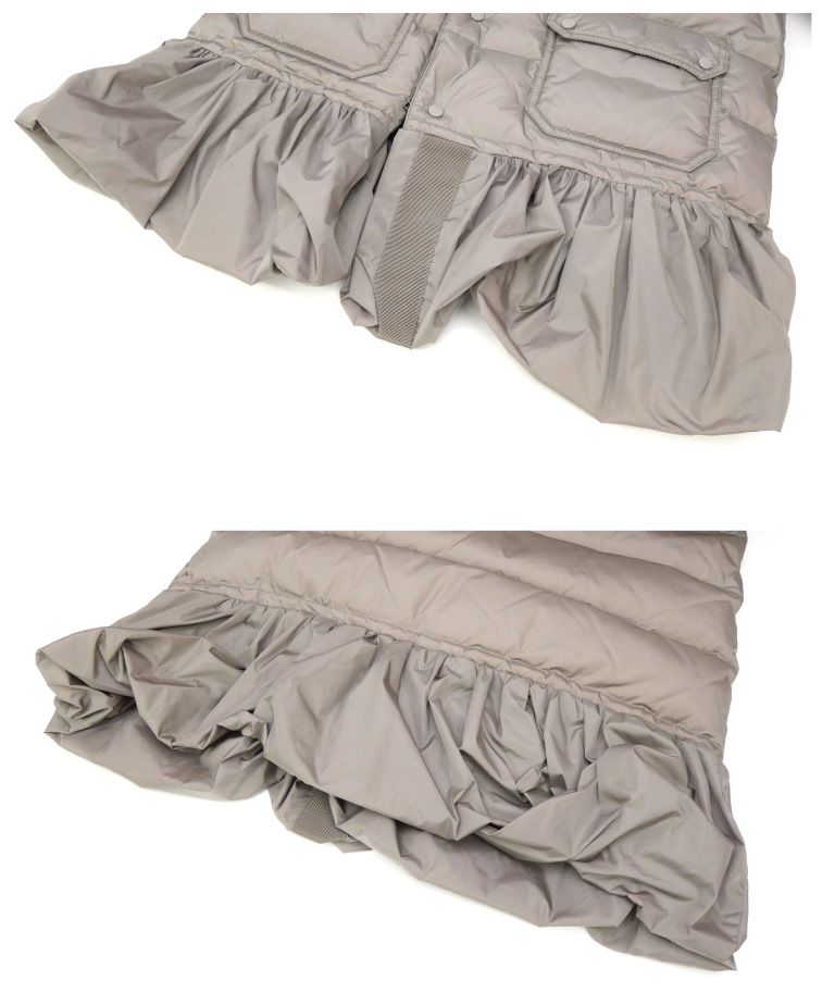 【品質保証書】 モンクレール MONCLER フリル付きダウンコート ダウンジャケット ベージュ