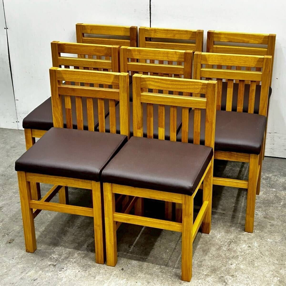 8脚セット 店舗チェア ダイニングチェア 木製 座面高450 和風イス 椅子 居酒屋