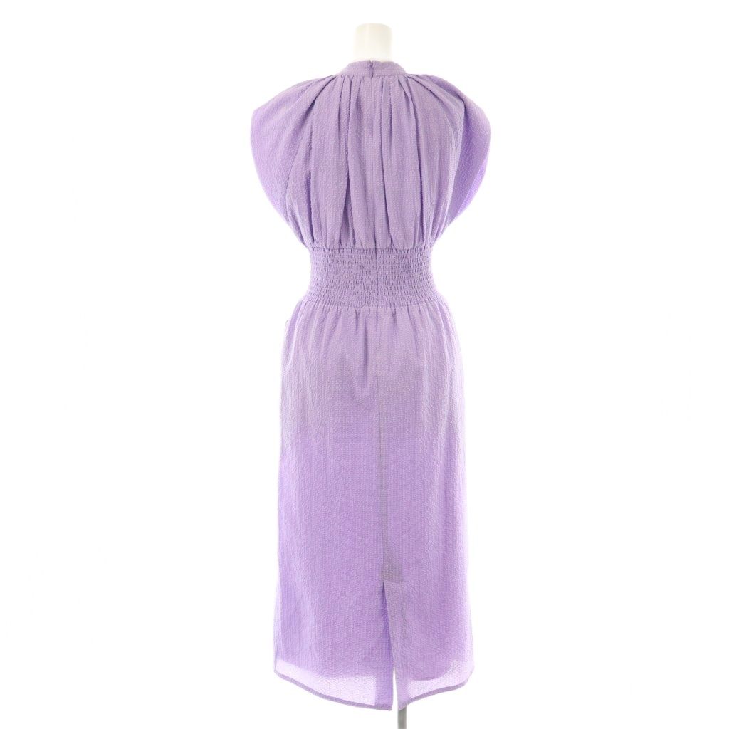 セルフォード CELFORD 23 AW ボータイタイトワンピース マキシ ロング ノースリーブ 36 紫 パープル AT OS