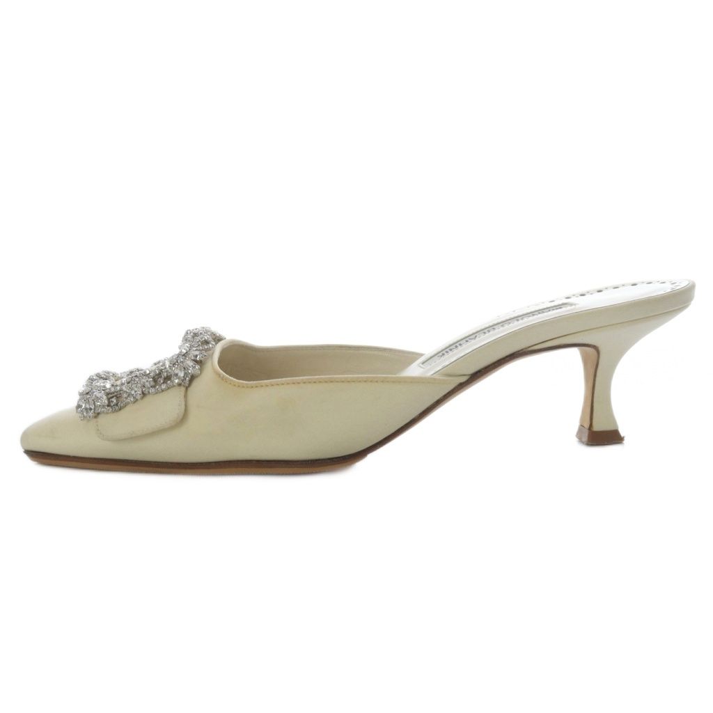 マノロブラニク MANOLO BLAHNIK MAY BRIDAL ミュールパンプス ハイヒール サテン 36.5 アイボリー YO 20