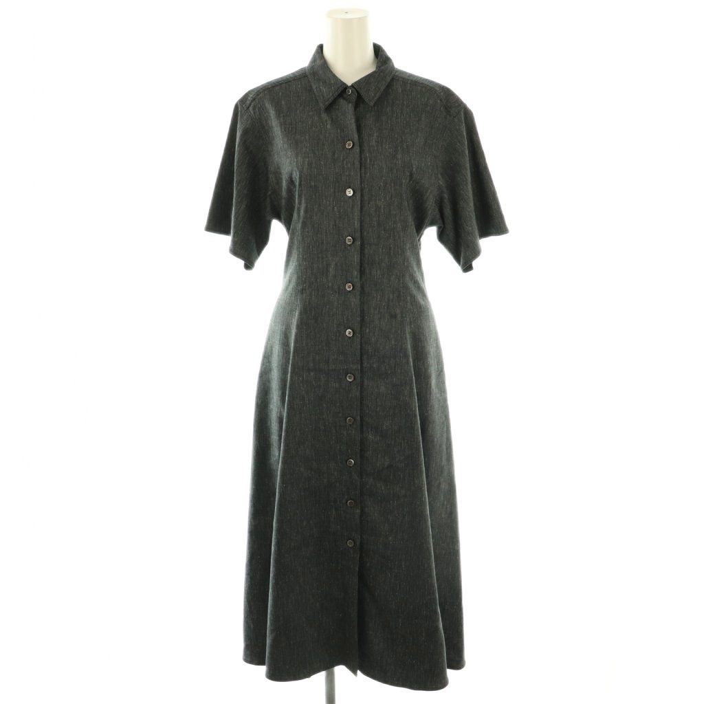 セオリー Theory TRAVEL TWILL ELASTIC BK DR S シャツワンピース ロング P ブラック DF OS SH