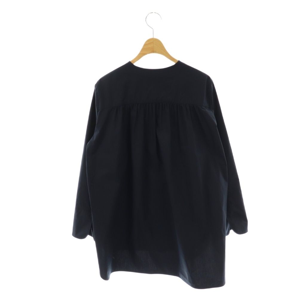 ヨリ yori フリルノー ブラウスシャツ 長袖 F ネイビー HK OS