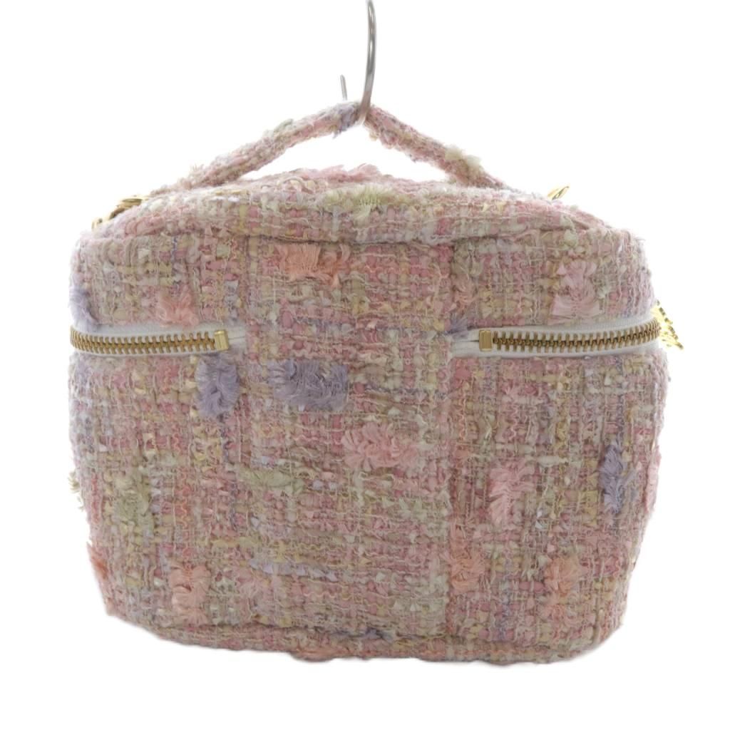 シャルマントサック charmantsac バニティバッグ ハンドバッグ ワンハンドル ショルダーバッグ 2way 斜め掛け ツイード チェーン ピンク YO8