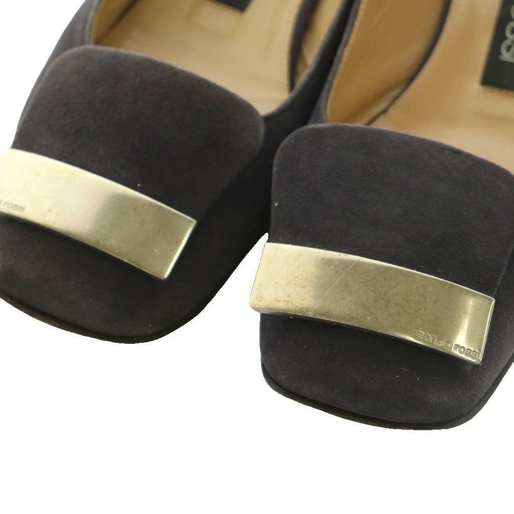 セルジオロッシ Sergio rossi SR 1 パンプス スクエアトゥ ローヒール 37 24 0 cm チャコールグレー A 83770 MI OS カジュアル ハイヒール パンプス 