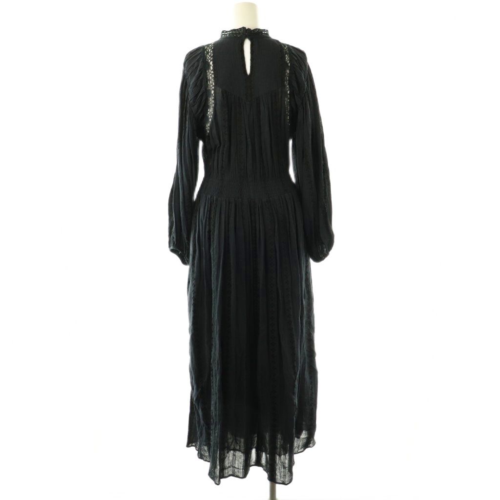 イザベル マラン エトワール ISABEL MARANT ETOILE コットンレーヨン エンブロイダリーレースロングワンピース 長袖 34 ネイビー HK OS