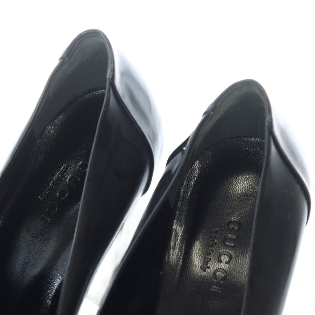 グッチ GUCCI ビットエナメルヒールパンプス チャンキーヒール