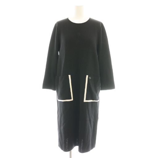 ルネ Rene バックボタン ニットワンピース ひざ丈 36 ブラック 5212080 DF OS