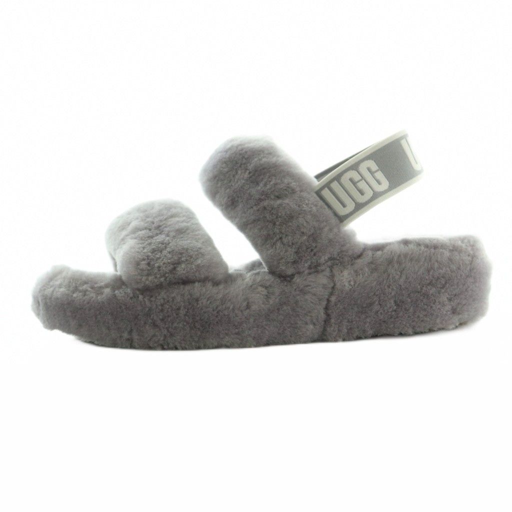UGG グレー ファーサンダル ぴ アグ オーストラリア UGG australia Oh Yeah ファーサンダル US6 23.0