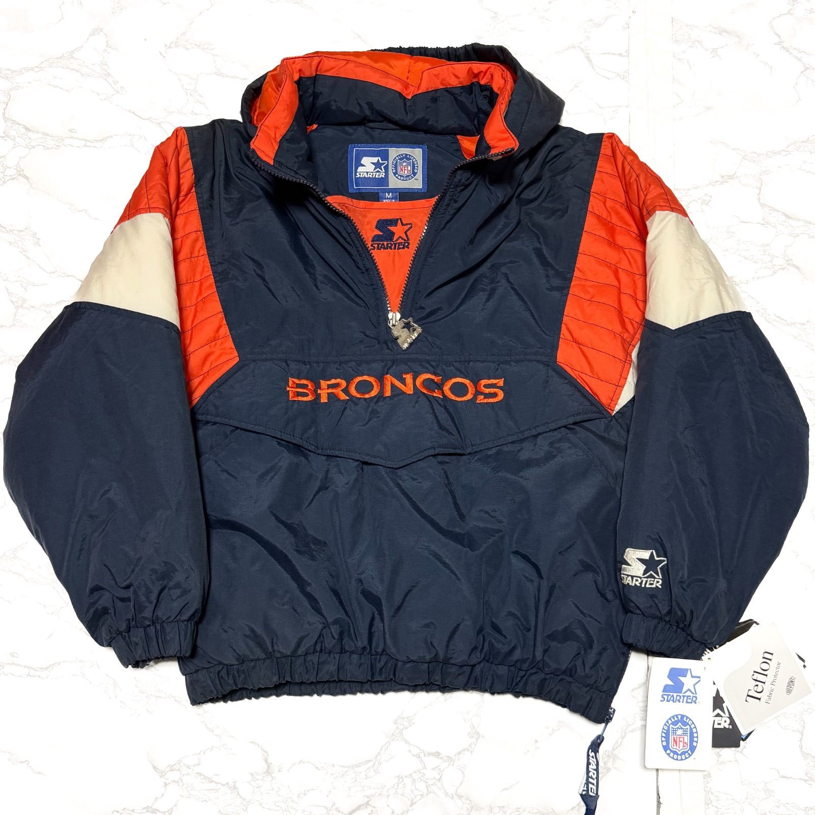 STARTER スターター VINTAGE NFL BRONCOS TEFLON PUFF ANORAK JACKET 刺繍 中綿 スタジャン ジャケット ブルゾン