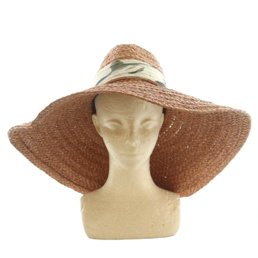 ヘレンカミンスキー HELEN KAMINSKI ラフィアハット 帽子 つば広 リボン OS ウッドローズ MI