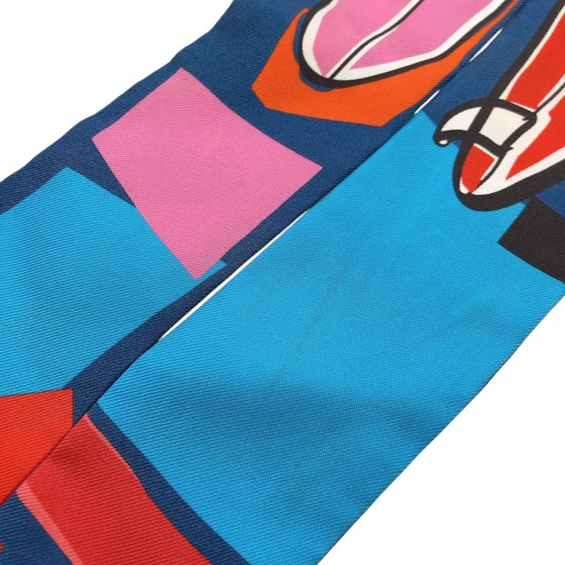  エルメス HERMES ツイリー Extrives Parisielu ブルー シルク100％ レディース スカーフ その他 小物