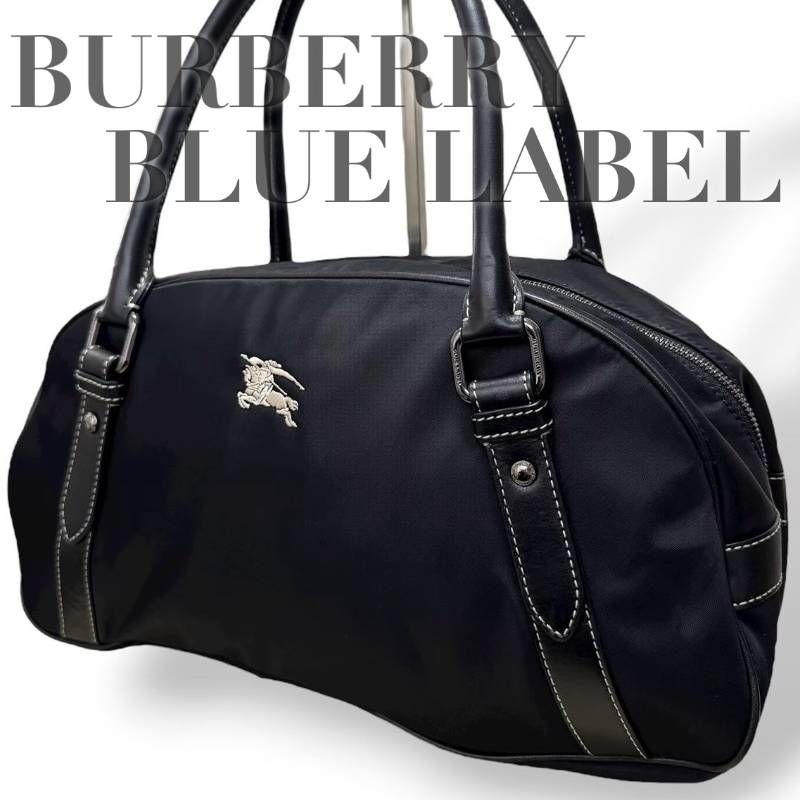 バーバリー ブルーレーベル BURBERRY BLUELABEL トートバッグ ボストンバッグ 肩掛け ブラック ナイロン レザー ♯2012