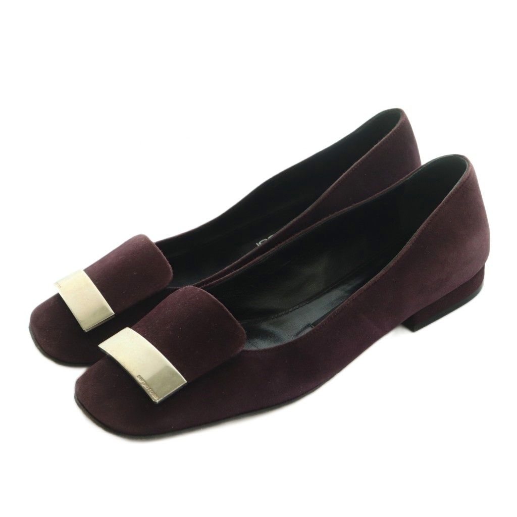 セルジオロッシ Sergio rossi SR 1 パンプス スクエアトゥ ローヒール 37.5 24.5 cm ダークパープル A 83770 MI OS