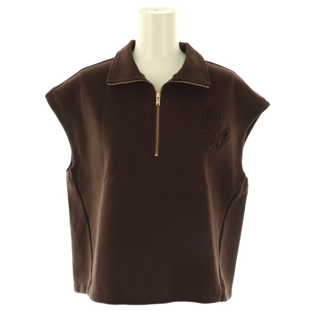 ルーニィ LOUNIE ハーフジップカットソー タイトスカート セットアップ 36 ブラウン CX OS