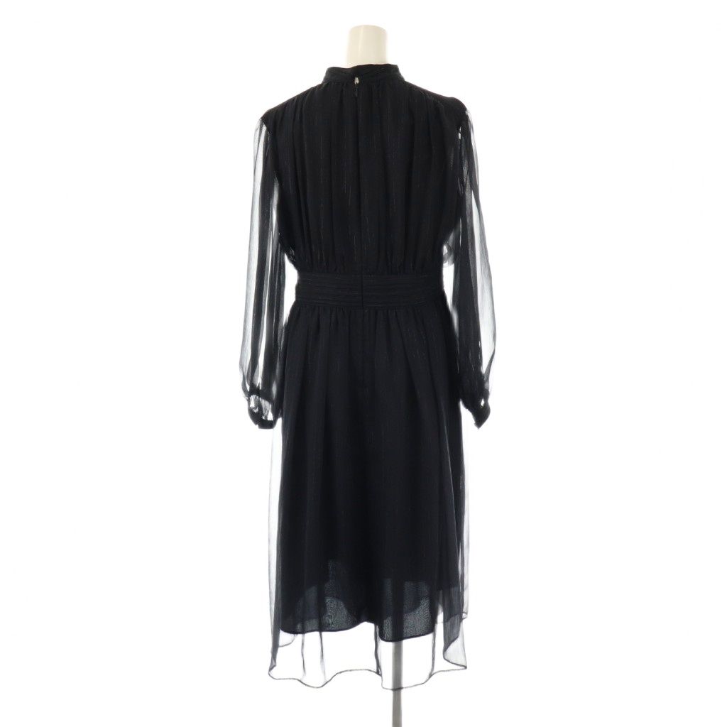 23区 オンワード樫山 25 SS クレープシフォン ドレス ワンピース ロング 32 ダークネイビー DF OS