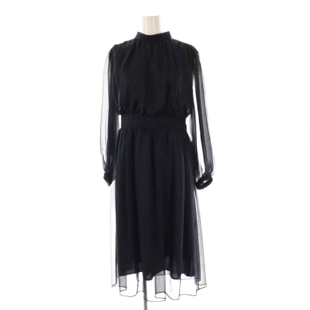 23区 オンワード樫山 25SS APPLAUDIR クレープシフォン ドレス ワンピース ロング 32 ダークネイビー DF OS