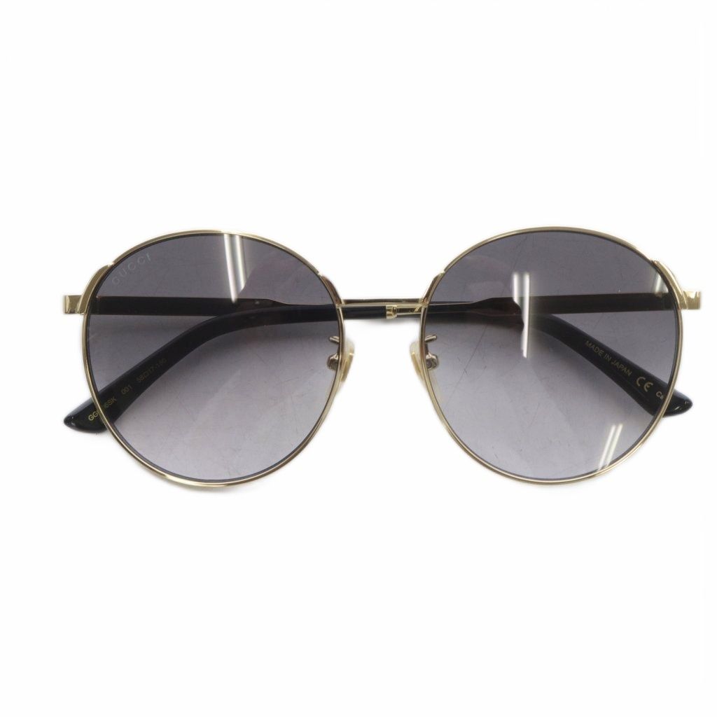 グッチ GUCCI シェリーライン インターロッキングG サングラス 58 17-150 ゴールド色 ブラック GG0206SK YO13 OH