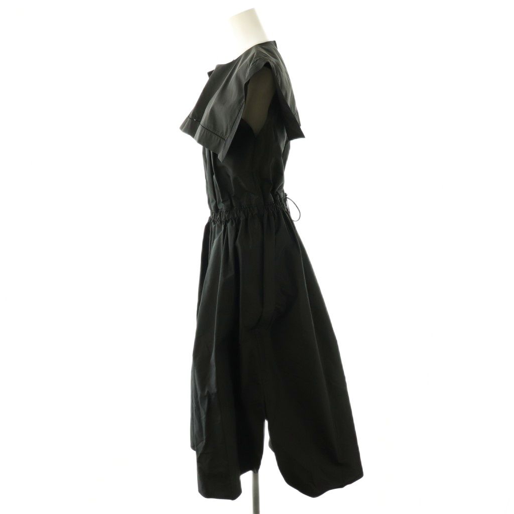  ドゥロワー Drawer シルクシャドーストライプウエストギャザーワンピース ロング 36 ブラック HK OS 長袖 七分袖 その他