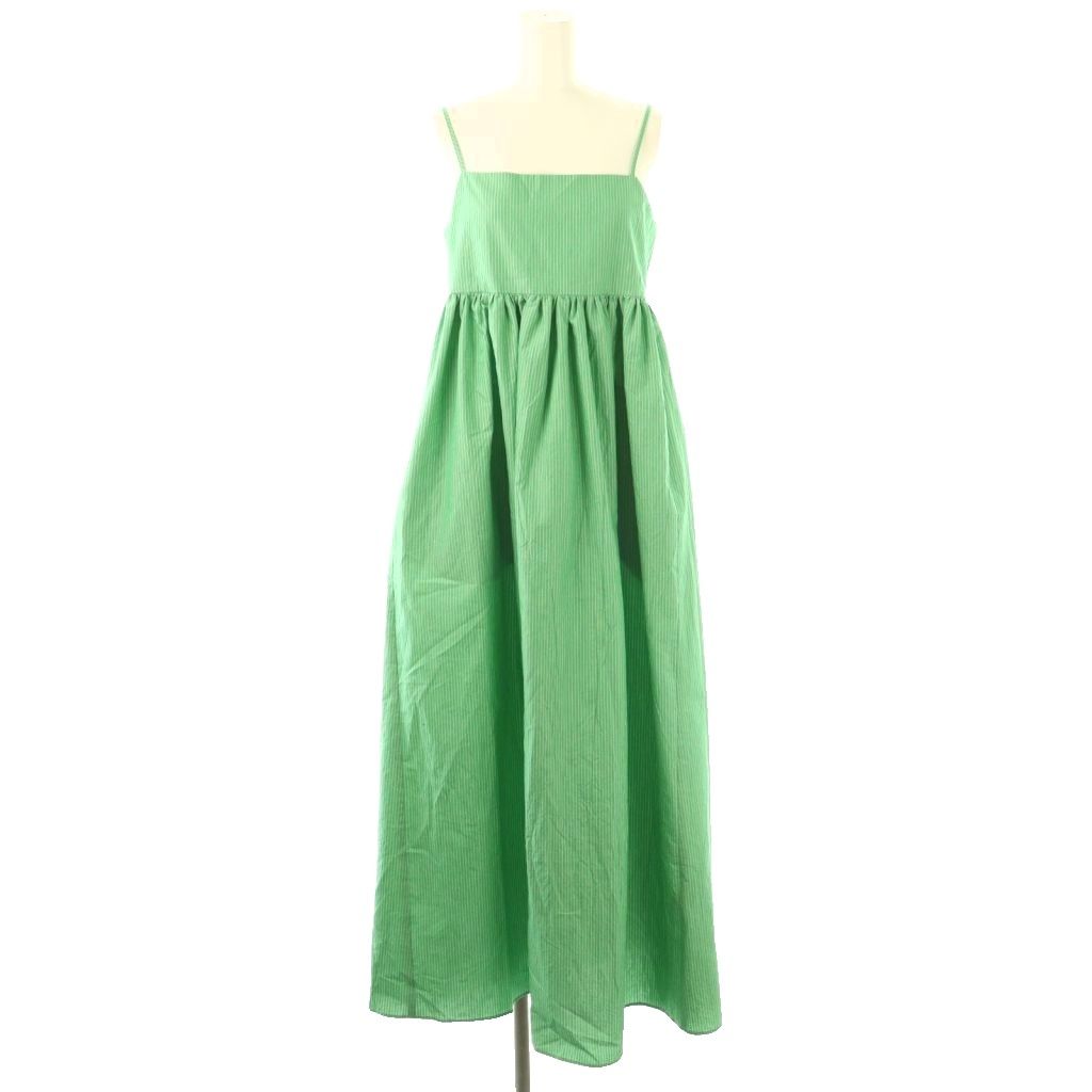 ヨリ yori 24SS キャミストライプワンピース ロング 38 グリーン HK OS