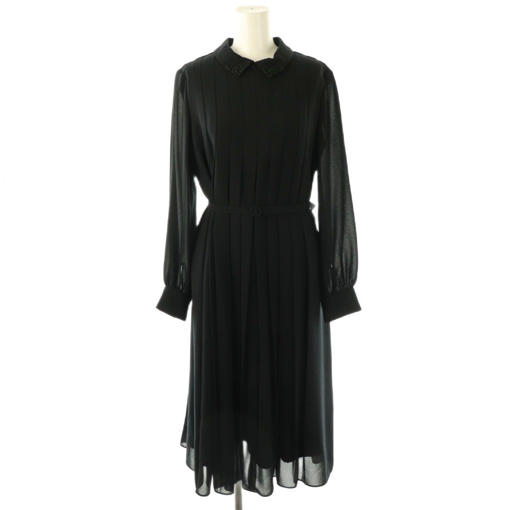 アナイ ANAYI 24SS Eternal Line シアードビービジュー ワンピース ロング 38 ネイビー HK OS