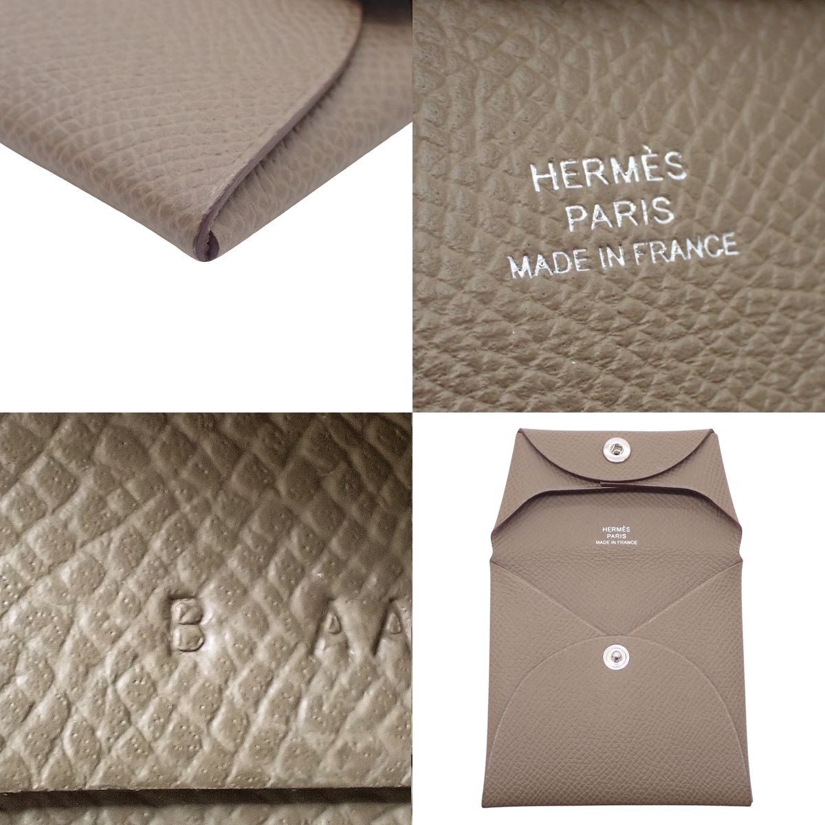HERMES(エルメス) バスティア エトープ/エトゥープ グレージュ ヴォーエプソン パラジウム金具 シルバー金具 B刻印 ケース パース ミニウォレット ミニ財布 小物 レディース 40802163047【中古】【アラモード】 HERMES(エルメス) バスティア エトープ/エトゥープ グレージュ ヴォー