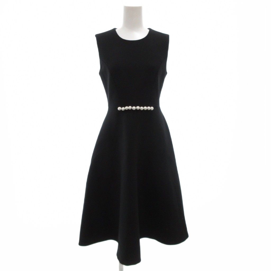ヨーコチャン YOKO CHAN フェイクパール ノースリーブワンピース 36 フ ひざ丈 黒 ブラック YCD-317-339 GV GY 30