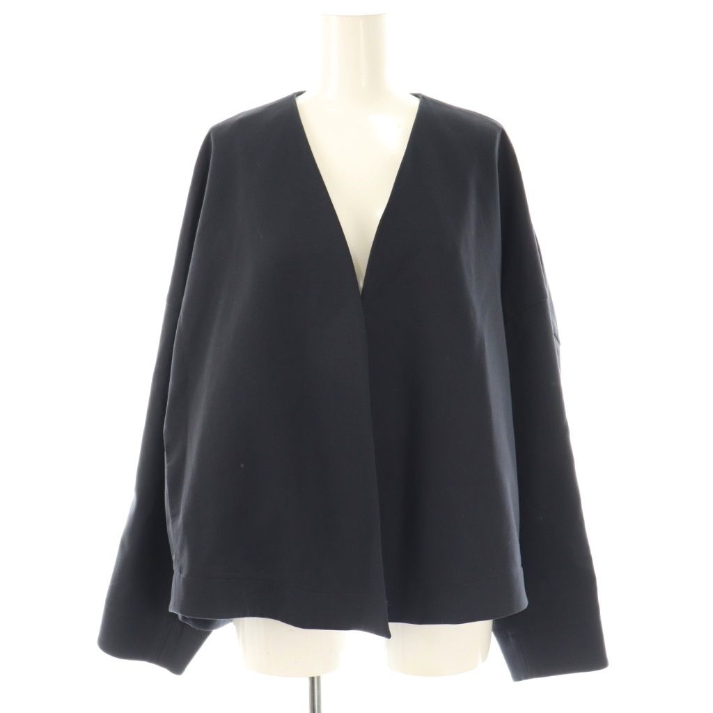 エブール ebure 25SS ボイルダブルクロスライトジャケット×イージーストレートパンツ セットアップ 上下 スーツ 38 紺 ネイビー AT OS