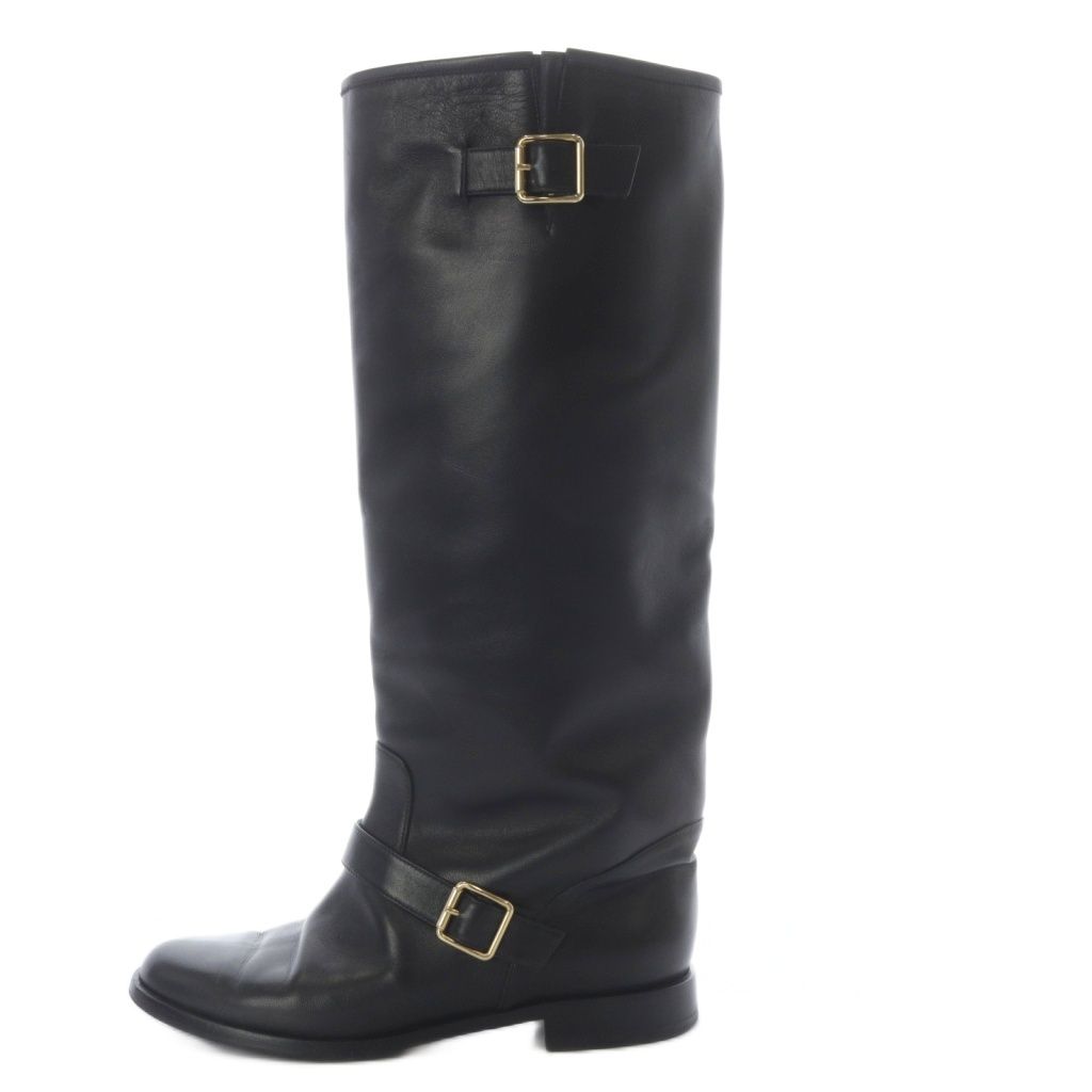 ネブローニ Nebuloni ブーツ ロング ローヒール レザー 36.5 ブラック YO 30