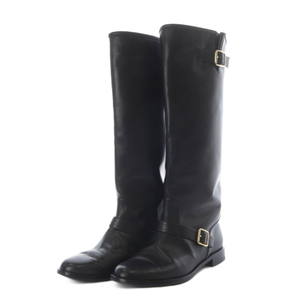 ネブローニ Nebuloni ブーツ ロング ローヒール レザー 36.5 ブラック YO 30