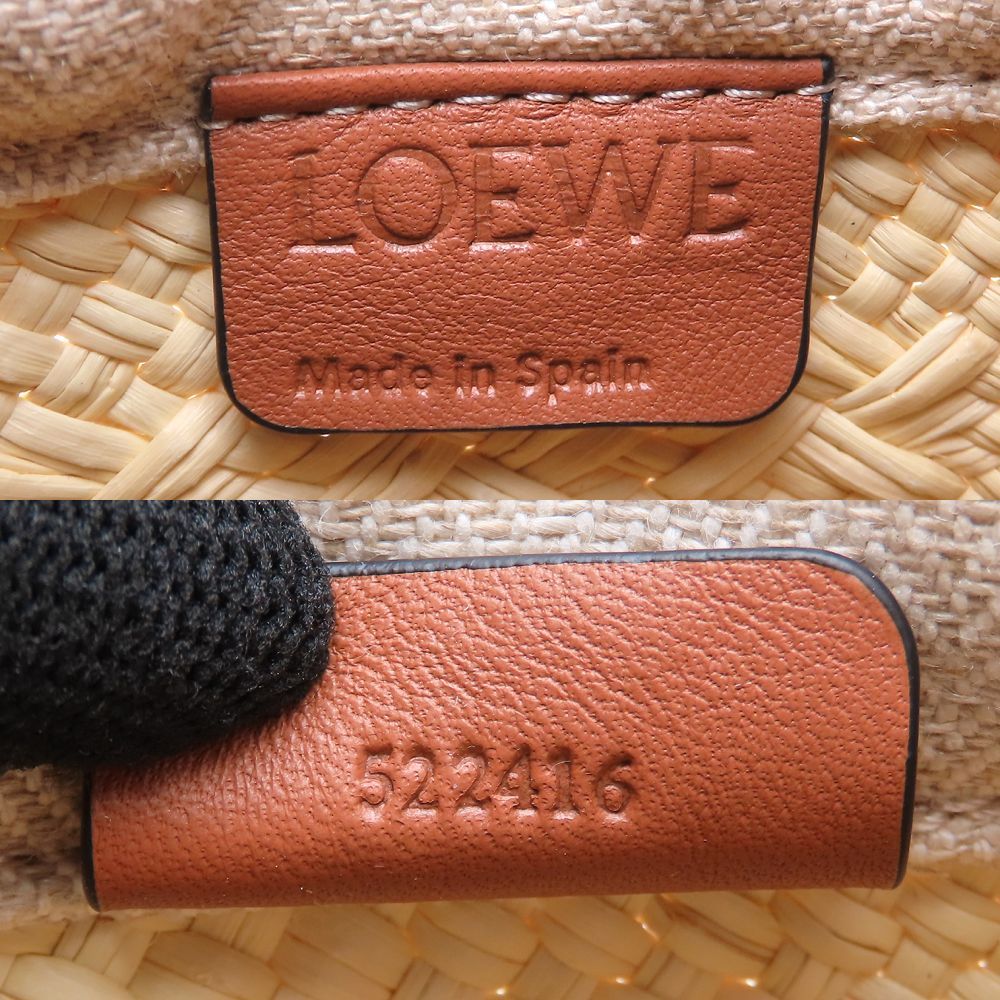  LOEWE ロエベ スクエアポケット ショルダーバッグ アナグラム レザーxイラカヤシ ナチュラル タン レディース 352894 ショルダーバッグ ショルダーバッグ
