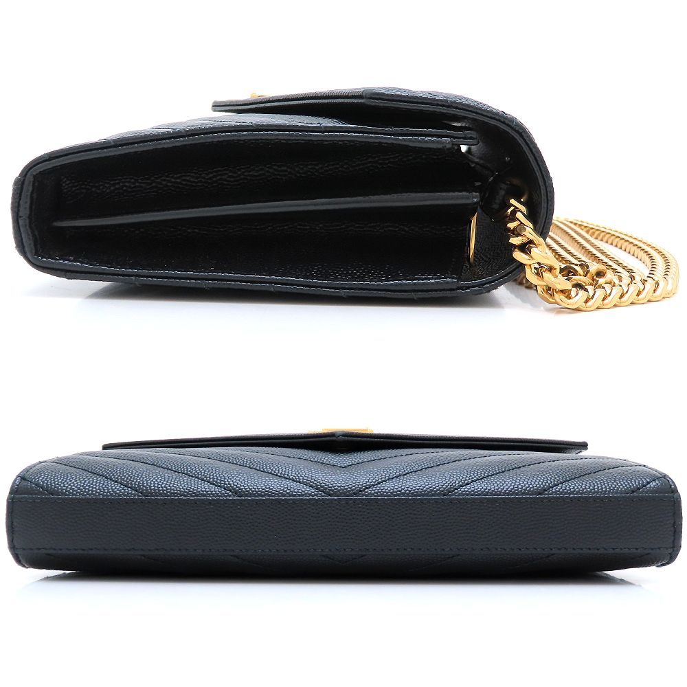 SAINT LAURENT PARIS サンローランパリ カサンドラ クラシック 377828 ショルダーバッグ チェーンウォレット カーフ ブラック レディース 352896